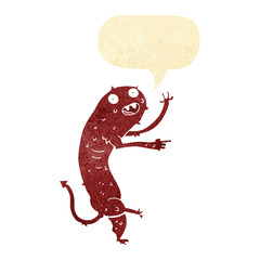 cartoon gross little monster with speech bubble