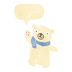 cute cartoon polar teddy bear with speech bubble