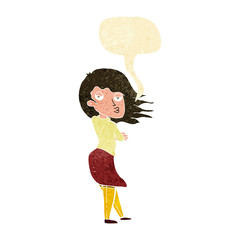 cartoon woman making photo face with speech bubble