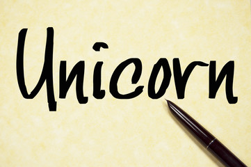 unicorn word write on paper