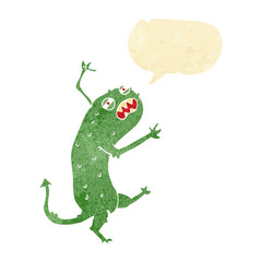 cartoon little monster with speech bubble