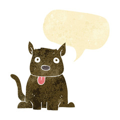 cartoon dog sticking out tongue with speech bubble