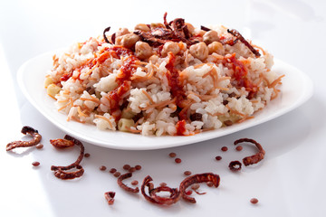 Dish of Kushari - Koshary - Traditional Egyptian food