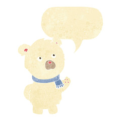 cartoon cute polar bear with speech bubble