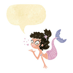 cartoon pretty mermaid with speech bubble