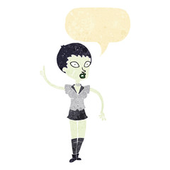 cartoon halloween girl with speech bubble
