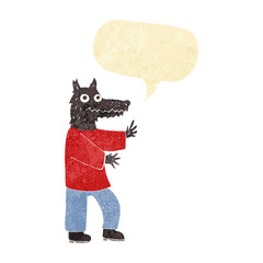 cartoon funny werewolf with speech bubble