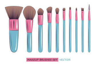 vector makeup brushes set isolated on white background