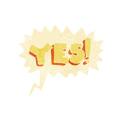 cartoon yes symbol with speech bubble