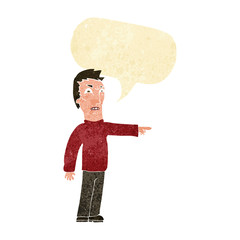 cartoon angry man pointing with speech bubble