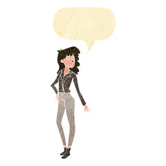 cartoon pretty woman  with speech bubble