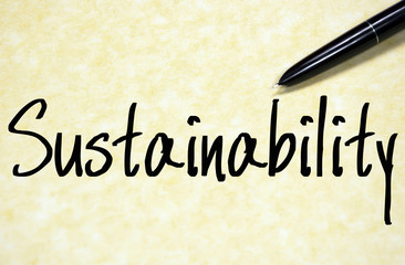 sustainability word write on paper