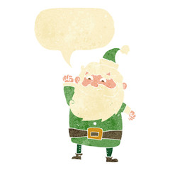 cartoon santa claus with speech bubble