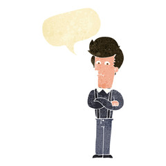 cartoon annoyed man with speech bubble