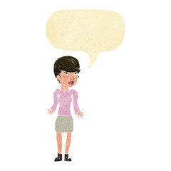 cartoon confused woman with speech bubble
