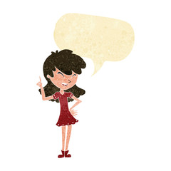 cartoon girl making point with speech bubble