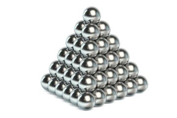 Pyramid of metal balls