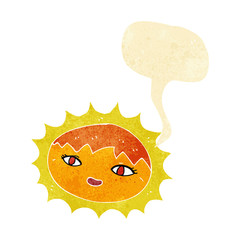 cartoon pretty sun with speech bubble