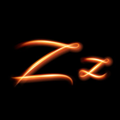 Glowing light letter Z.  Hand lighting painting