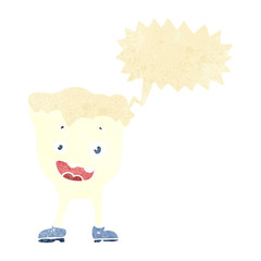 cartoon tooth with speech bubble