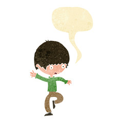 cartoon panicking man with speech bubble