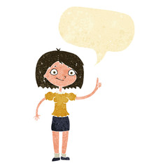 cartoon woman with idea with speech bubble