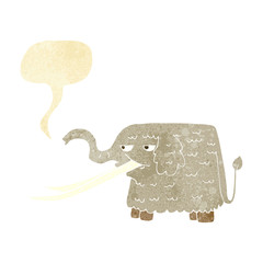 cartoon woolly mammoth with speech bubble