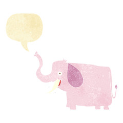 cartoon happy elephant with speech bubble
