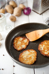 Crunchy potato pancakes with mushrooms