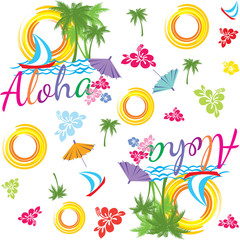 Fototapeta na wymiar Seamless Pattern Aloha travel concept 