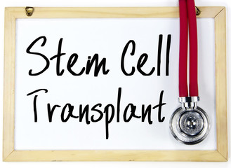 stem cell transplant text write on blackboard