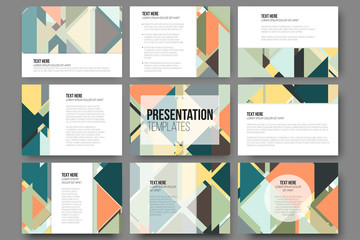 Set of 9 templates for presentation slides. Abstract colored