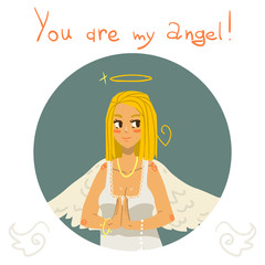 You are my angel girl cartoon greeting card.