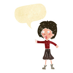 cartoon woman  with speech bubble
