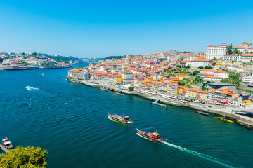 Naklejka na ściany i meble Ribeira waterfront district of Porto (Portugal)