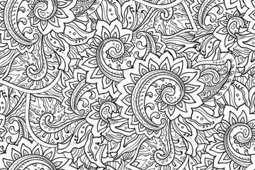 Seamless pattern with traditional vector oriental floral ornamen