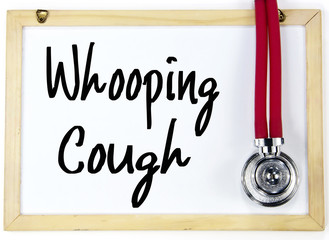whooping cough text write on blackboard