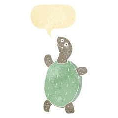 cartoon happy turtle with speech bubble