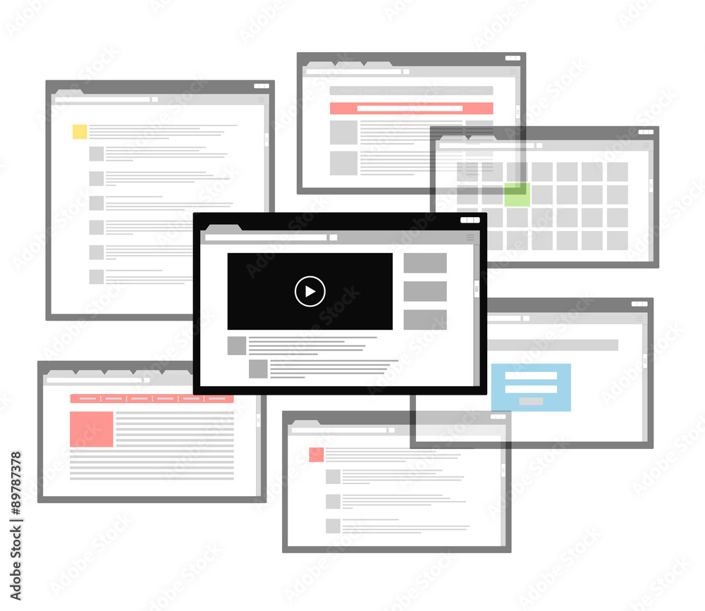 Aufkleber Different browser windows. communication scheme