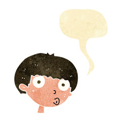 cartoon surprised boy with speech bubble