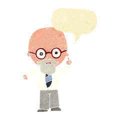 cartoon professor with speech bubble