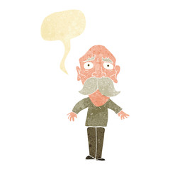 cartoon sad old man with speech bubble