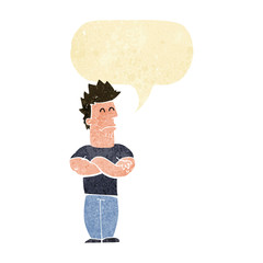 cartoon sulking man with speech bubble