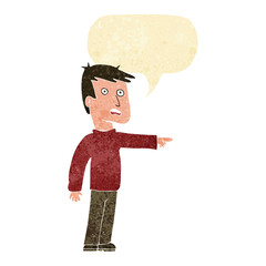 cartoon pointing man with speech bubble