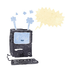 cartoon old computer with speech bubble