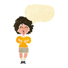 cartoon screaming woman with speech bubble