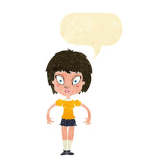 cartoon pretty girl with speech bubble