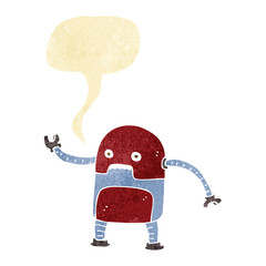 funny cartoon robot with speech bubble