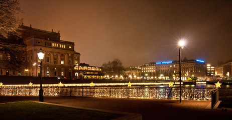 Fototapeta premium Night view of Old Town of Stockholm, Sweden