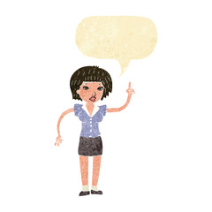 cartoon woman with idea with speech bubble